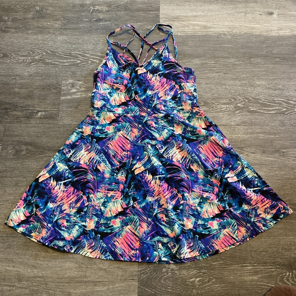 NWOT VICTORIA'S SECRETS VINTAGE TROPICAL NEON MINI FIT & FLAIR DRESS SIZE LG